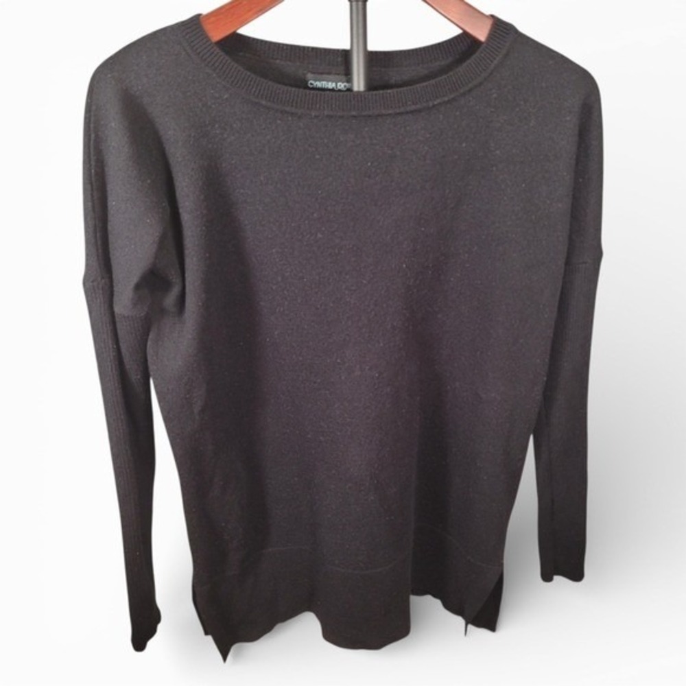 Cynthia‎ Rowley 100% Merino Wool Black Sweater L Midweight Soft Quiet Luxury